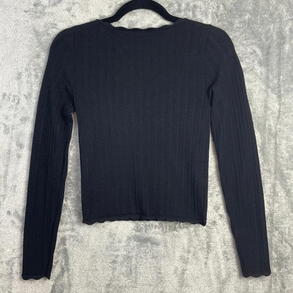 Aritzia Wilfred Parcel Sweater Small Black Coquette Scalloped Hem Dark‎ Romantic